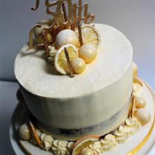 Birthday Cake - Semi Naked Cake with Chocolate Spheres and Script Topper